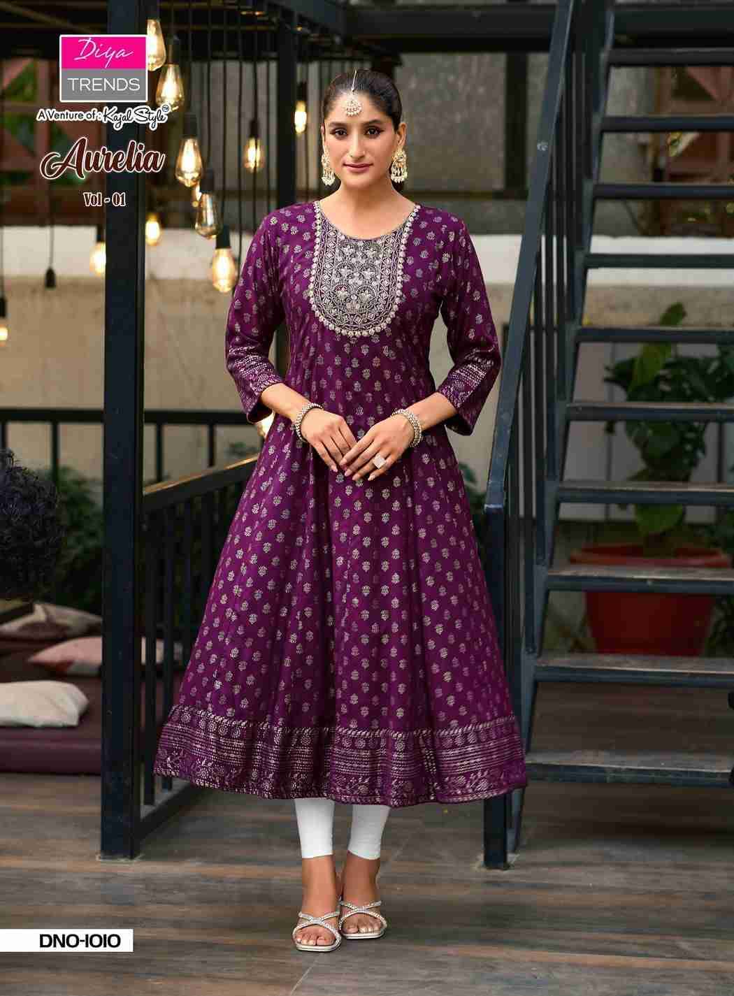 Aurelia Vol-1 By Diya Trends 1001 To 1010 Series Designer Stylish Fancy Colorful Beautiful Party Wear & Ethnic Wear Collection Rayon Gown At Wholesale Price