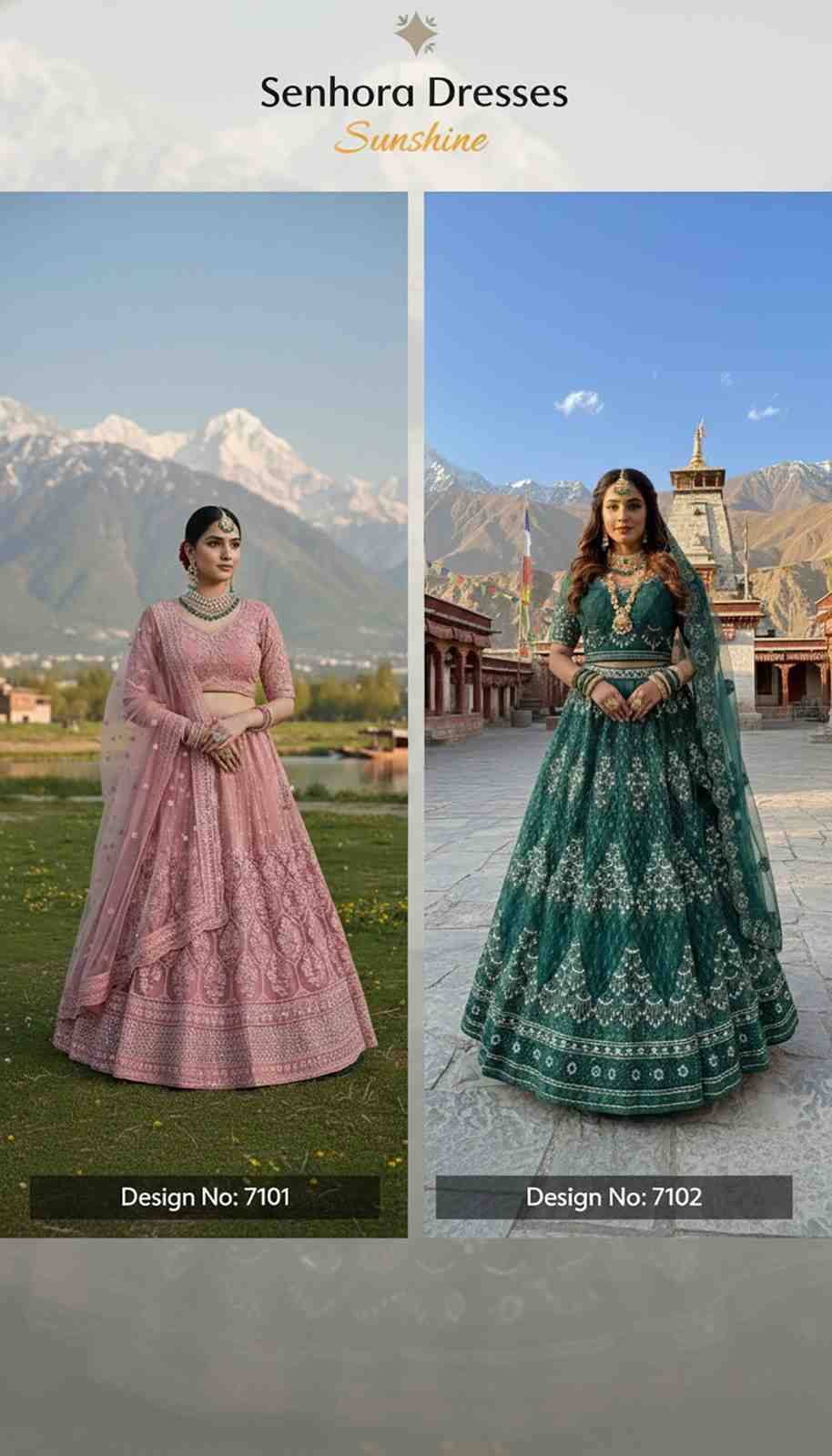 Sunshine By Senhora Dresses 7101 To 7102 Series Designer Beautiful Collection Occasional Wear & Party Wear Pure Net Lehengas At Wholesale Price
