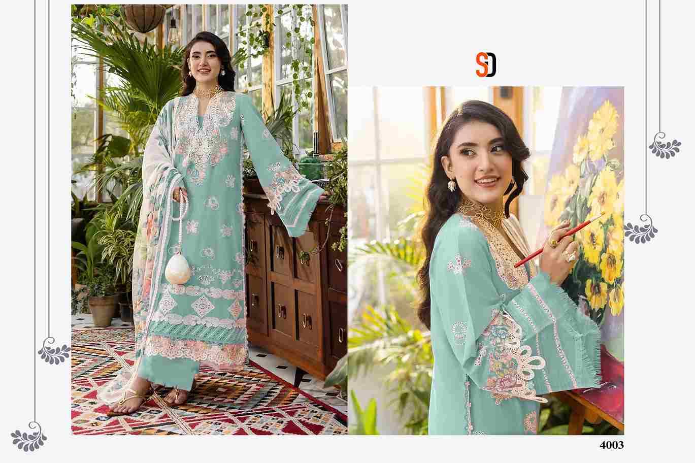 Elaf Vol-4 By Shraddha Designer 4001 To 4004 Series Designer Pakistani Suits Beautiful Stylish Fancy Colorful Party Wear & Occasional Wear Pure Cotton Print Embroidered Dresses At Wholesale Price