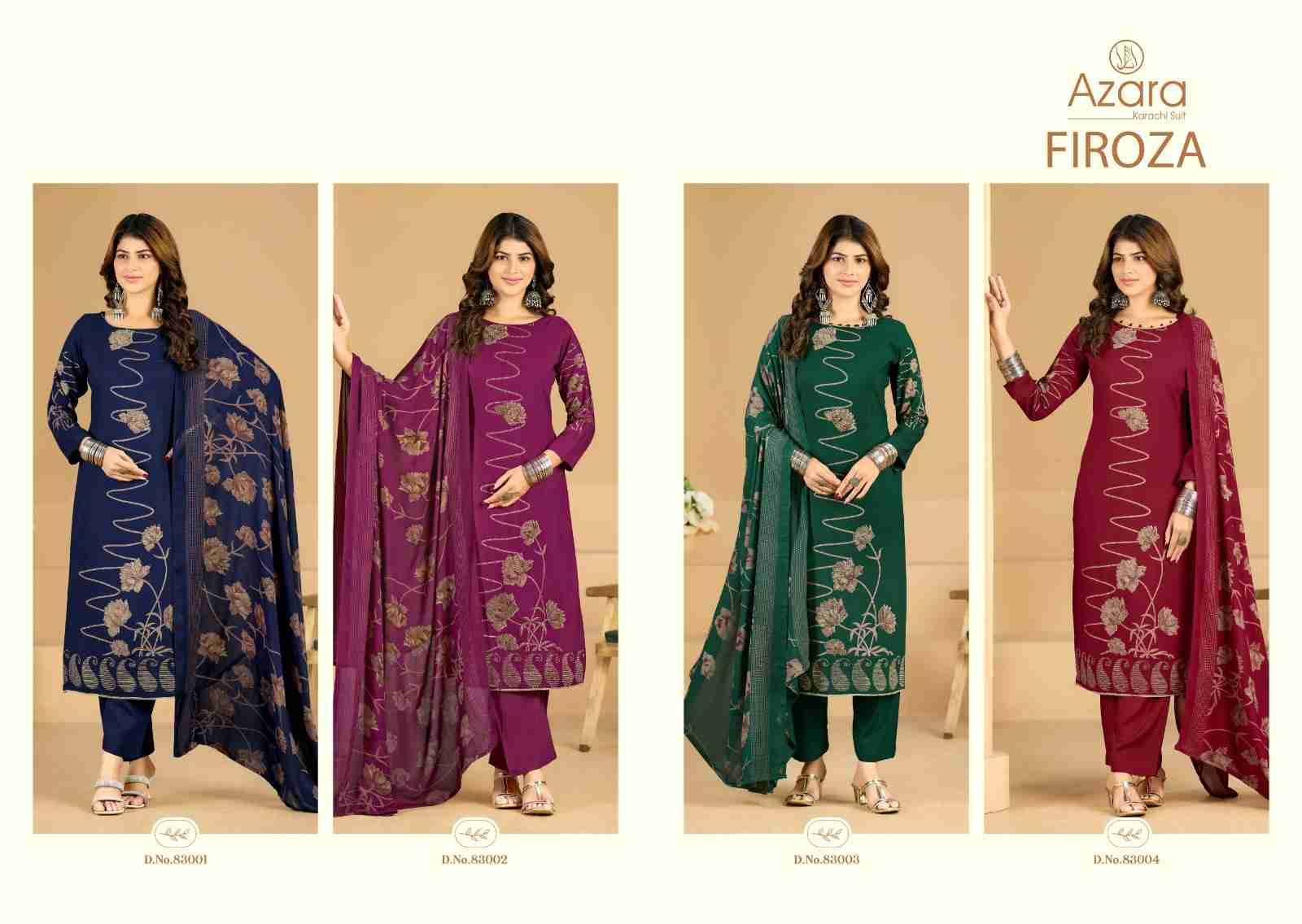 Firoza By Azara 83001 To 83004 Series Designer Stylish Fancy Colorful Beautiful Party Wear & Ethnic Wear Collection Pure Viscose Rayon Dresses At Wholesale Price