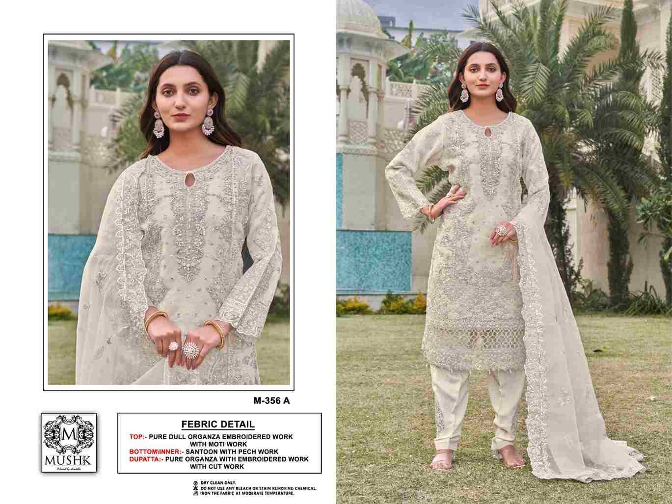 Mushk Hit Design 356 Colours By Mushk 356-A To 356-B Series Beautiful Winter Collection Pakistani Suits Stylish Fancy Colorful Casual Wear & Ethnic Wear Pure Organza Dresses At Wholesale Price