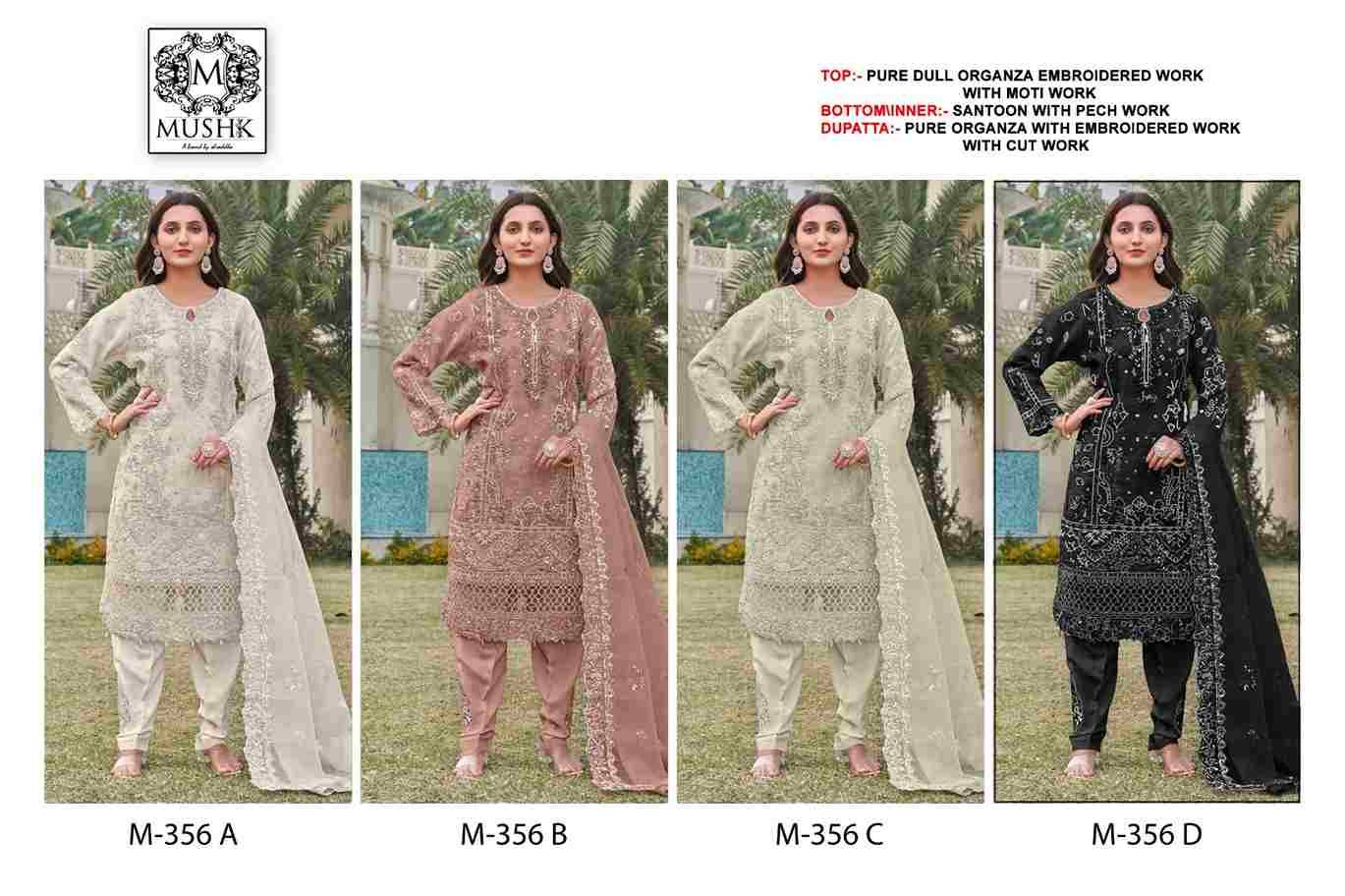 Mushk Hit Design 356 Colours By Mushk 356-A To 356-B Series Beautiful Winter Collection Pakistani Suits Stylish Fancy Colorful Casual Wear & Ethnic Wear Pure Organza Dresses At Wholesale Price