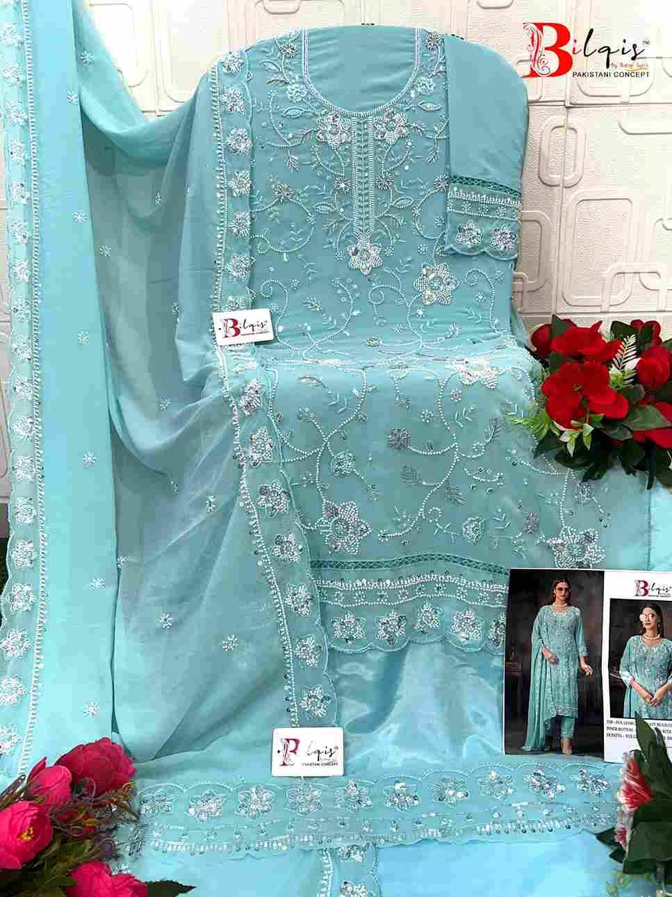 Bilqis 222 Colours By Bilqis 222-A To 222-D Series Beautiful Pakistani Suits Stylish Fancy Colorful Party Wear & Occasional Wear Faux Georgette Embroidery Dresses At Wholesale Price