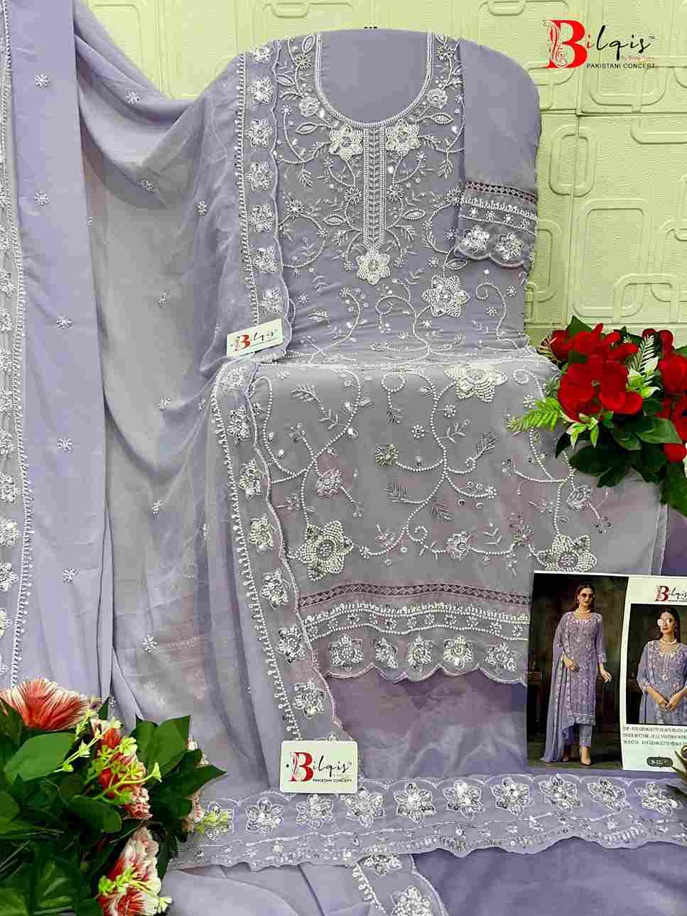 Bilqis 222 Colours By Bilqis 222-A To 222-D Series Beautiful Pakistani Suits Stylish Fancy Colorful Party Wear & Occasional Wear Faux Georgette Embroidery Dresses At Wholesale Price