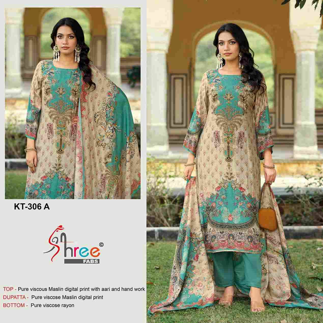Shree Fabs Hit Design Kt-306 Colours By Shree Fabs KT-306-A To KT-306-D Series Designer Pakistani Suits Beautiful Fancy Stylish Colorful Party Wear & Occasional Wear Pure Viscose Muslin Embroidery Dresses At Wholesale Price