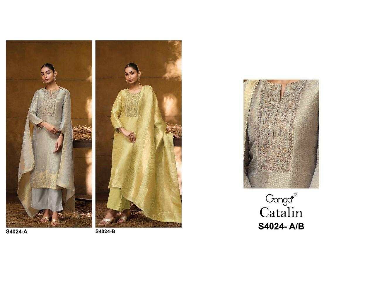 Catalin-4024 By Ganga Fashion 4024-A To 4024-B Series Beautiful Festive Suits Stylish Colorful Fancy Casual Wear & Ethnic Wear Premium Bemberg Silk Print Dresses At Wholesale Price