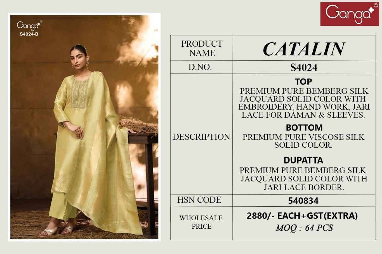 Catalin-4024 By Ganga Fashion 4024-A To 4024-B Series Beautiful Festive Suits Stylish Colorful Fancy Casual Wear & Ethnic Wear Premium Bemberg Silk Print Dresses At Wholesale Price