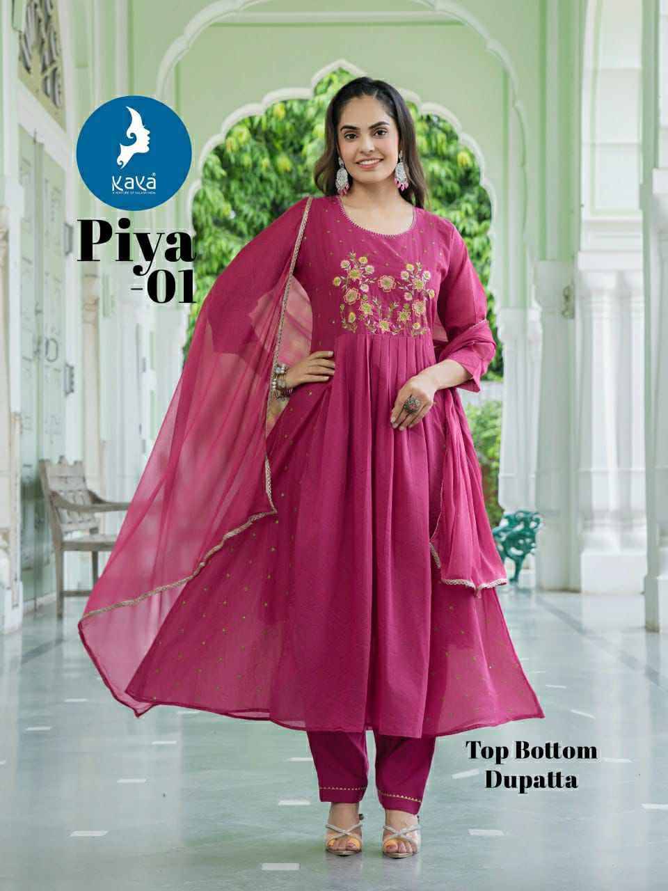 Piya By Kaya 01 To 06 Series Beautiful Stylish Anarkali Suits Fancy Colorful Casual Wear & Ethnic Wear & Ready To Wear Chanderi Dresses At Wholesale Price