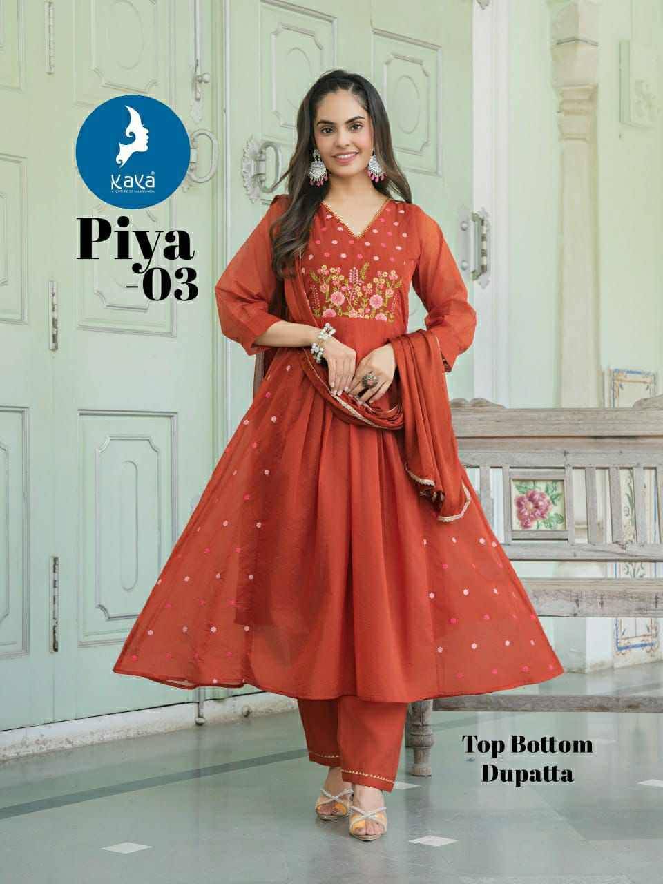 Piya By Kaya 01 To 06 Series Beautiful Stylish Anarkali Suits Fancy Colorful Casual Wear & Ethnic Wear & Ready To Wear Chanderi Dresses At Wholesale Price