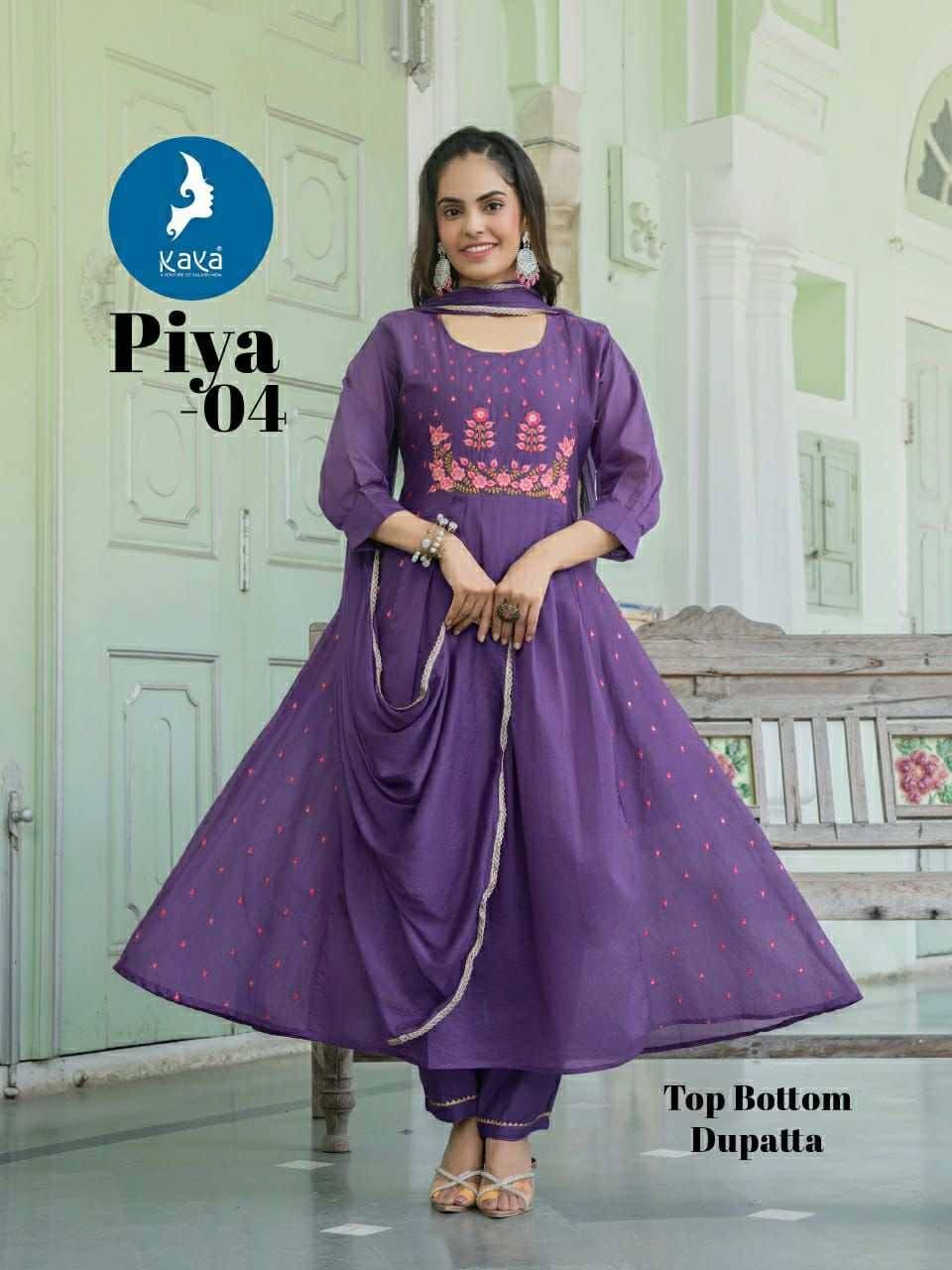 Piya By Kaya 01 To 06 Series Beautiful Stylish Anarkali Suits Fancy Colorful Casual Wear & Ethnic Wear & Ready To Wear Chanderi Dresses At Wholesale Price