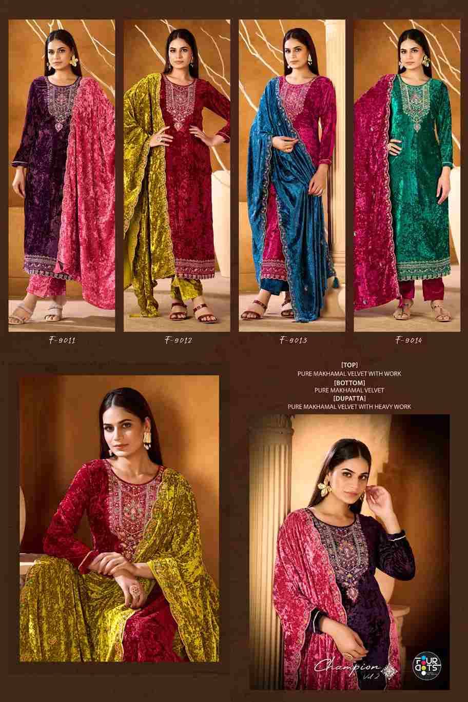 Champion Vol-2 By Four Dots 9011 To 9014 Series Designer Stylish Fancy Colorful Beautiful Party Wear & Ethnic Wear Collection Pure Velvet Dresses At Wholesale Price
