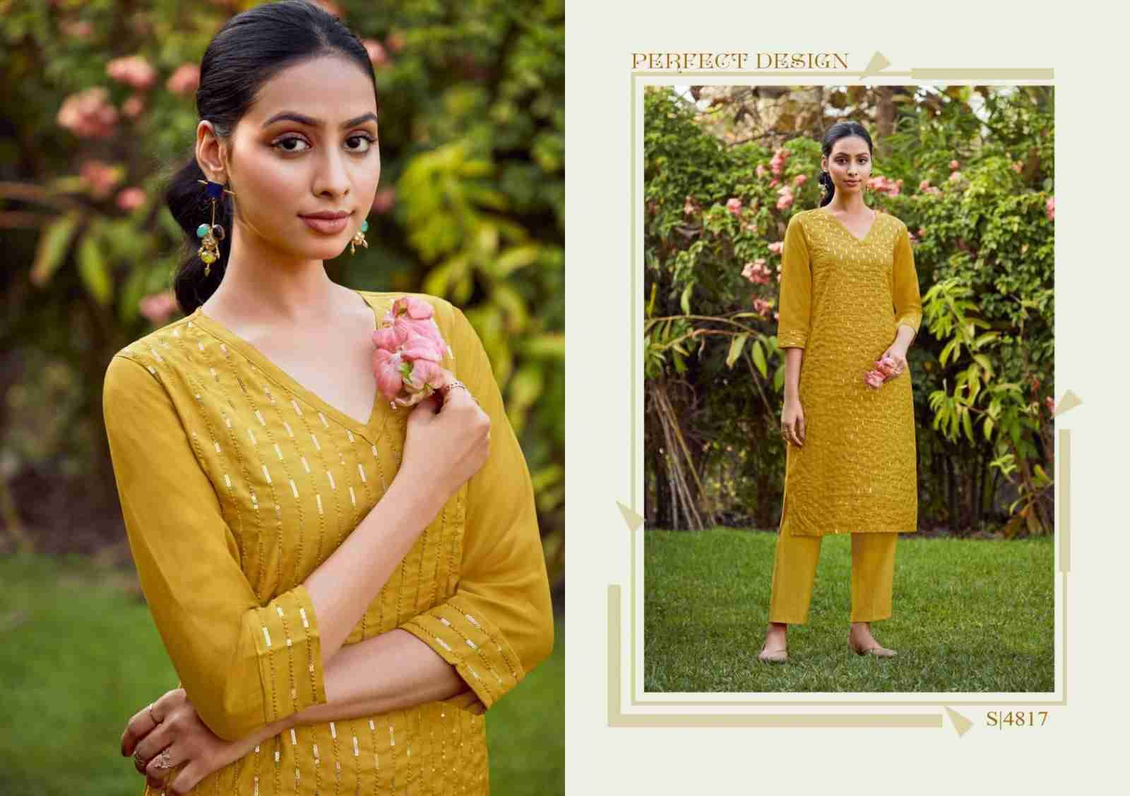 Jagruti By SBS 4817 To 4820 Series Designer Stylish Fancy Colorful Beautiful Party Wear & Ethnic Wear Collection Chanderi Kurtis With Bottom At Wholesale Price