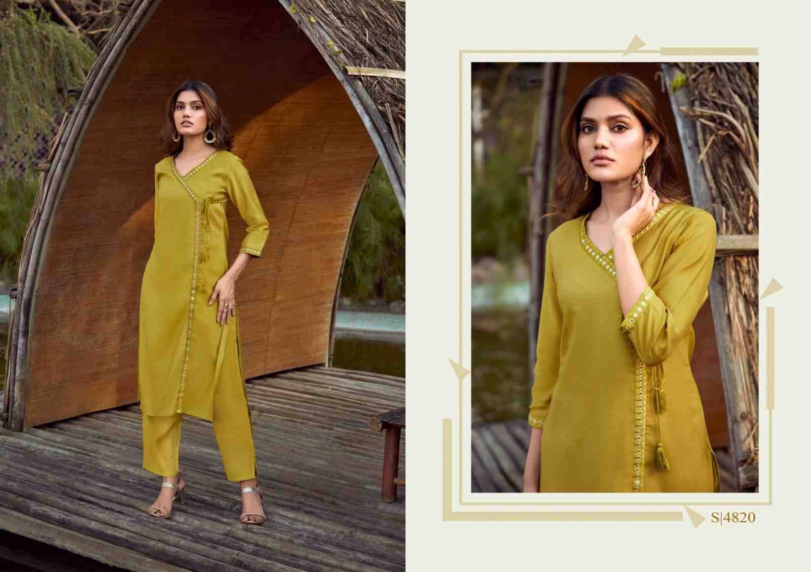 Jagruti By SBS 4817 To 4820 Series Designer Stylish Fancy Colorful Beautiful Party Wear & Ethnic Wear Collection Chanderi Kurtis With Bottom At Wholesale Price