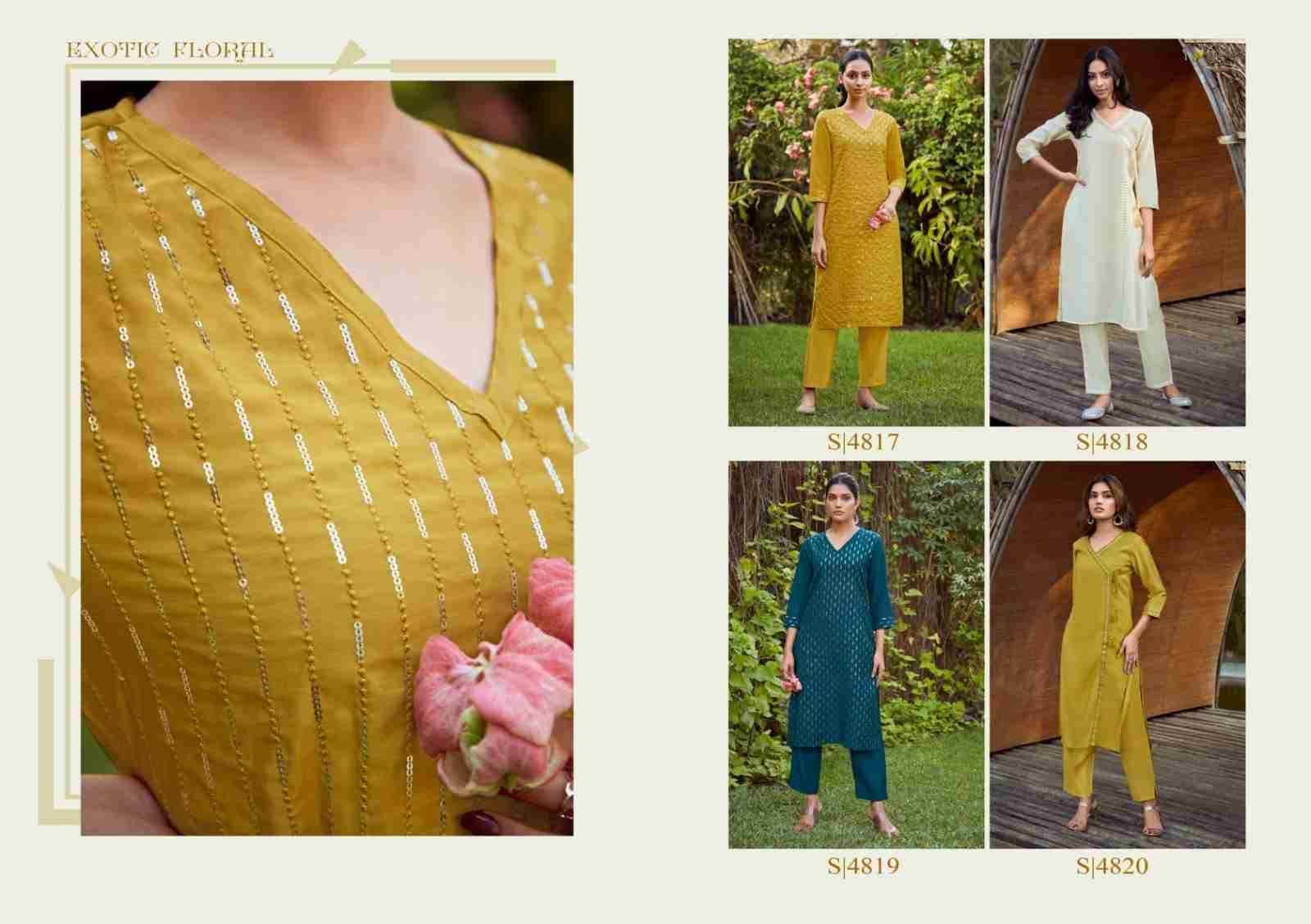 Jagruti By SBS 4817 To 4820 Series Designer Stylish Fancy Colorful Beautiful Party Wear & Ethnic Wear Collection Chanderi Kurtis With Bottom At Wholesale Price