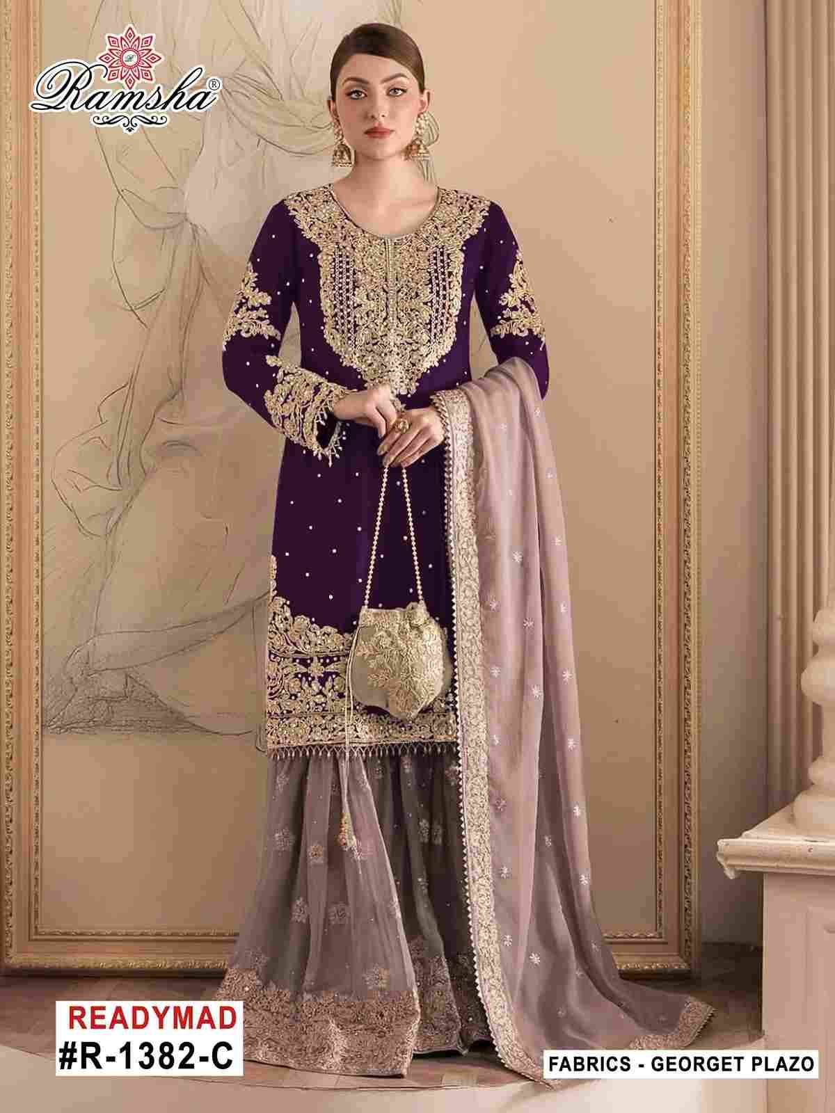 Ramsha 1382 Colours By Ramsha 1382-A To 1382-D Series Designer Pakistani Suits Beautiful Fancy Colorful Stylish Party Wear & Occasional Wear Georgette Embroidered Dresses At Wholesale Price