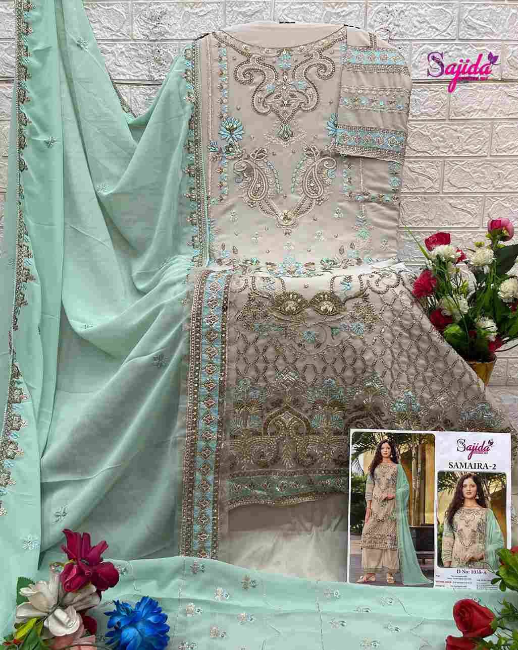Samaira 1038 Colours By Sajida Designer Suit 1038-A To 1038-D Series Beautiful Pakistani Suits Colorful Stylish Fancy Casual Wear & Ethnic Wear Faux Georgette Embroidered Dresses At Wholesale Price