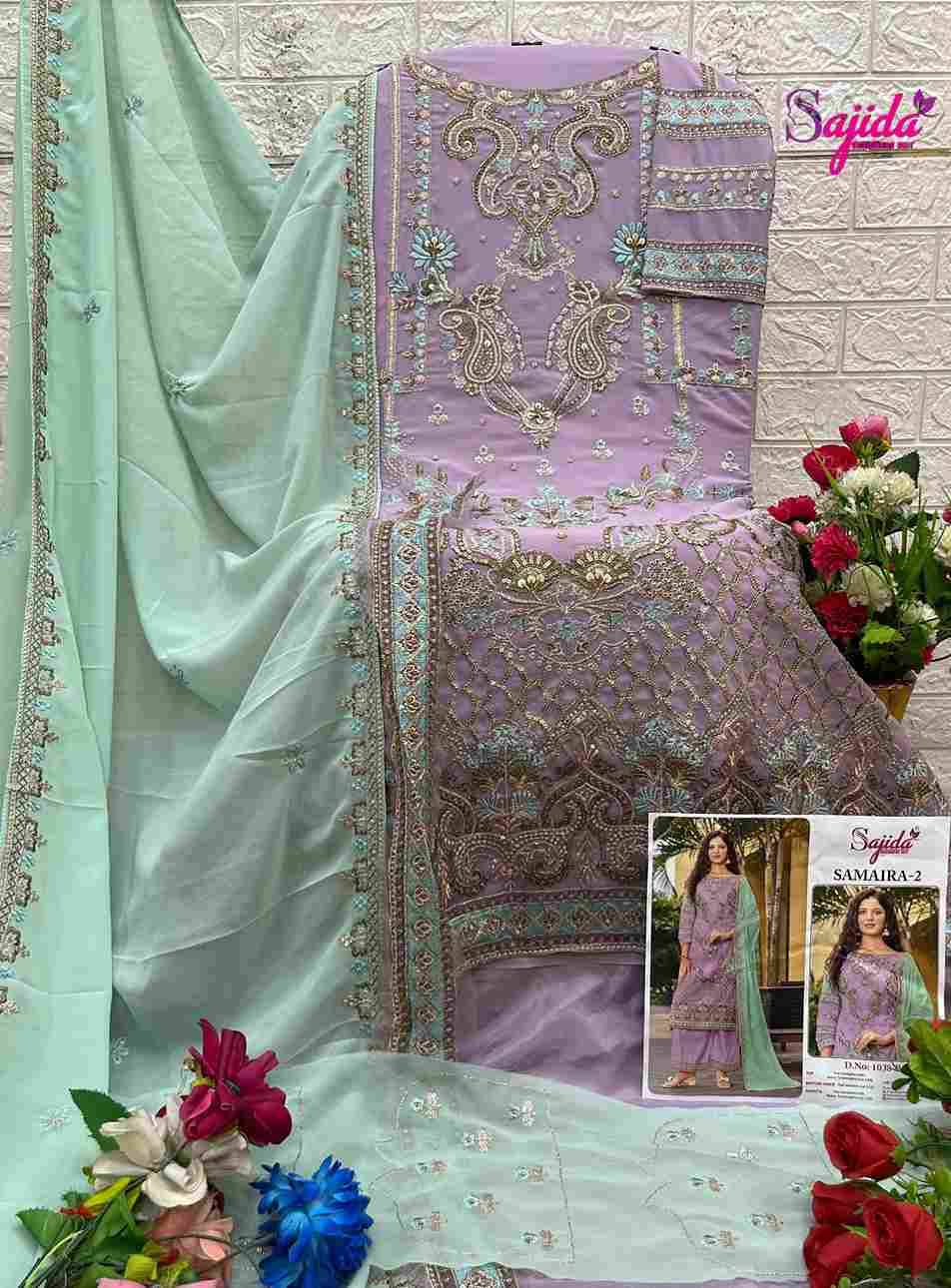 Samaira 1038 Colours By Sajida Designer Suit 1038-A To 1038-D Series Beautiful Pakistani Suits Colorful Stylish Fancy Casual Wear & Ethnic Wear Faux Georgette Embroidered Dresses At Wholesale Price