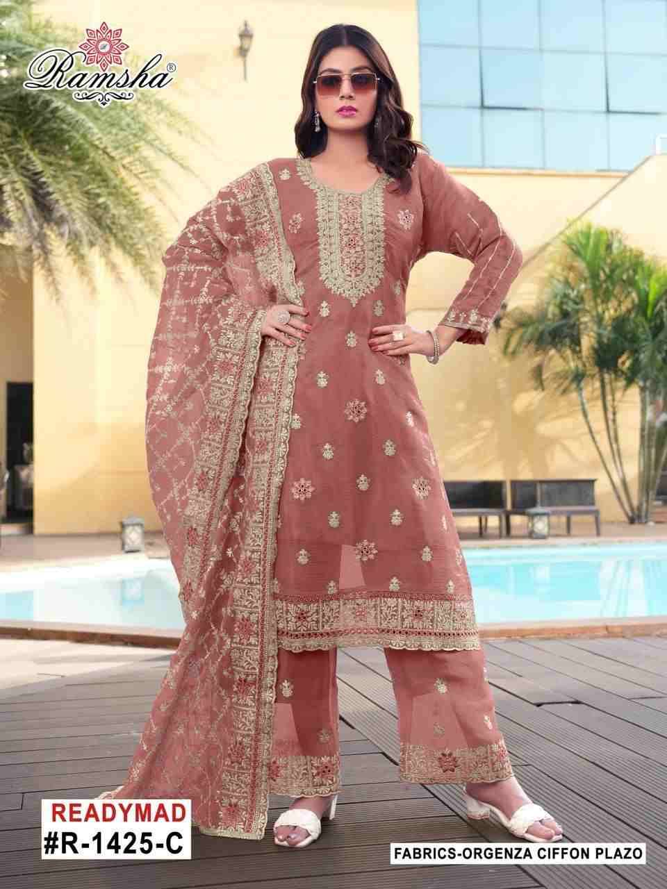 Ramsha 1425 Colours By Ramsha 1425-A To 1425-D Series Designer Pakistani Suits Beautiful Fancy Colorful Stylish Party Wear & Occasional Wear Organza Chiffon Embroidered Dresses At Wholesale Price