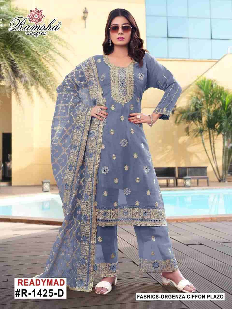 Ramsha 1425 Colours By Ramsha 1425-A To 1425-D Series Designer Pakistani Suits Beautiful Fancy Colorful Stylish Party Wear & Occasional Wear Organza Chiffon Embroidered Dresses At Wholesale Price