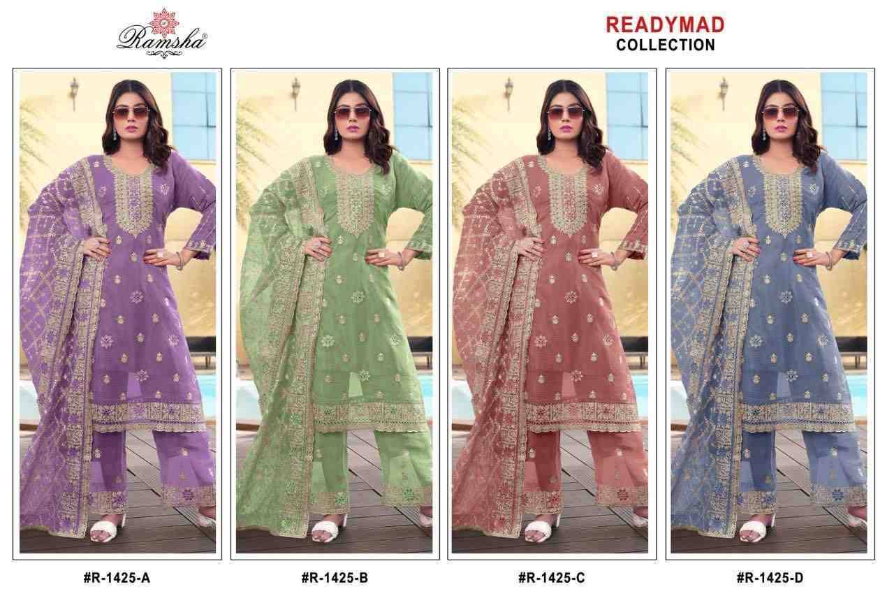 Ramsha 1425 Colours By Ramsha 1425-A To 1425-D Series Designer Pakistani Suits Beautiful Fancy Colorful Stylish Party Wear & Occasional Wear Organza Chiffon Embroidered Dresses At Wholesale Price