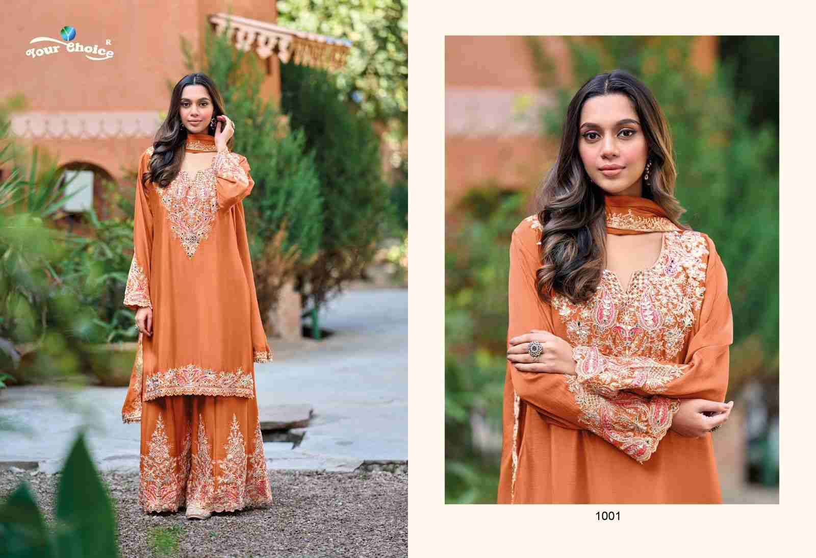 Decent By Your Choice 1001 To 1003 Series Beautiful Sharara Suits Colorful Stylish Fancy Casual Wear & Ethnic Wear Chinnon Dresses At Wholesale Price