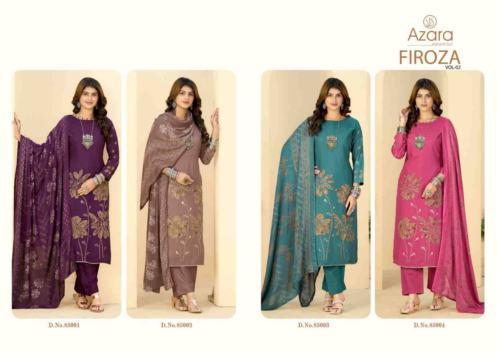 Firoza Vol-2 By Azara 85001 To 85004 Series Designer Stylish Fancy Colorful Beautiful Party Wear & Ethnic Wear Collection Pure Viscose Rayon Dresses At Wholesale Price