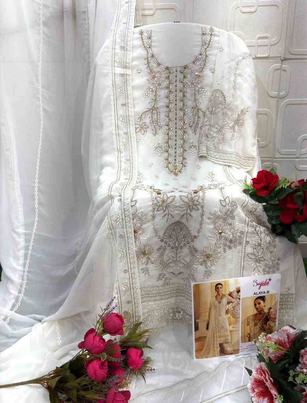 Alaya Vol-8 By Sajida Designer Suit 1132 To 1134 Series Beautiful Pakistani Suits Colorful Stylish Fancy Casual Wear & Ethnic Wear Faux Georgette Embroidered Dresses At Wholesale Price