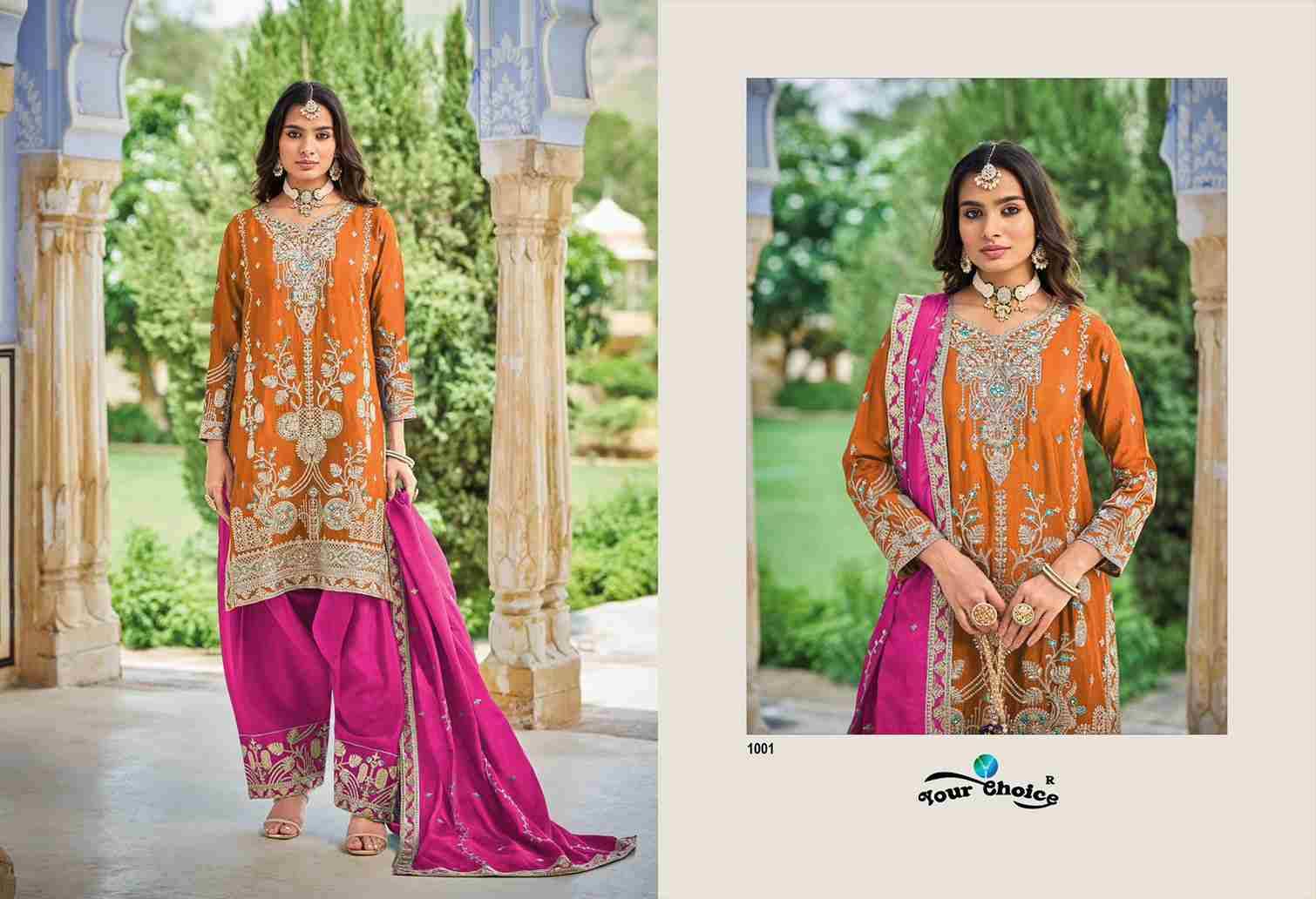 Farsi Style Vol-1 By Your Choice 1001 To 1002 Series Beautiful Festive Suits Colorful Stylish Fancy Casual Wear & Ethnic Wear Chinnon Dresses At Wholesale Price