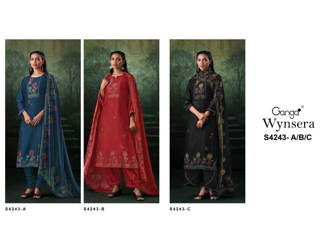 Wynsera-4243 By Ganga Fashion 4243-A To 4243-C Series Beautiful Festive Suits Stylish Colorful Fancy Casual Wear & Ethnic Wear Premium Bemberg Silk Print Dresses At Wholesale Price
