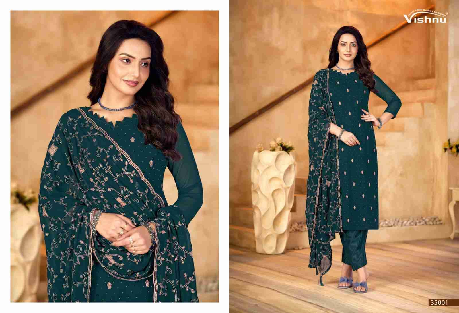 Shabnam By Vishnu 35001 To 35009 Series Beautiful Stylish Festive Suits Fancy Colorful Casual Wear & Ethnic Wear & Ready To Wear Faux Georgette Dresses At Wholesale Price