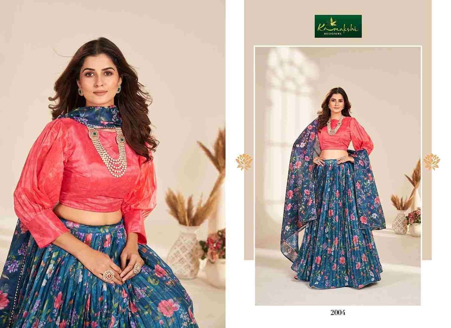 Valisha By Kamakshi 2001 To 2009 Series Bridal Wear Collection Beautiful Stylish Colorful Fancy Party Wear & Occasional Wear Pure Organza Lehengas At Wholesale Price