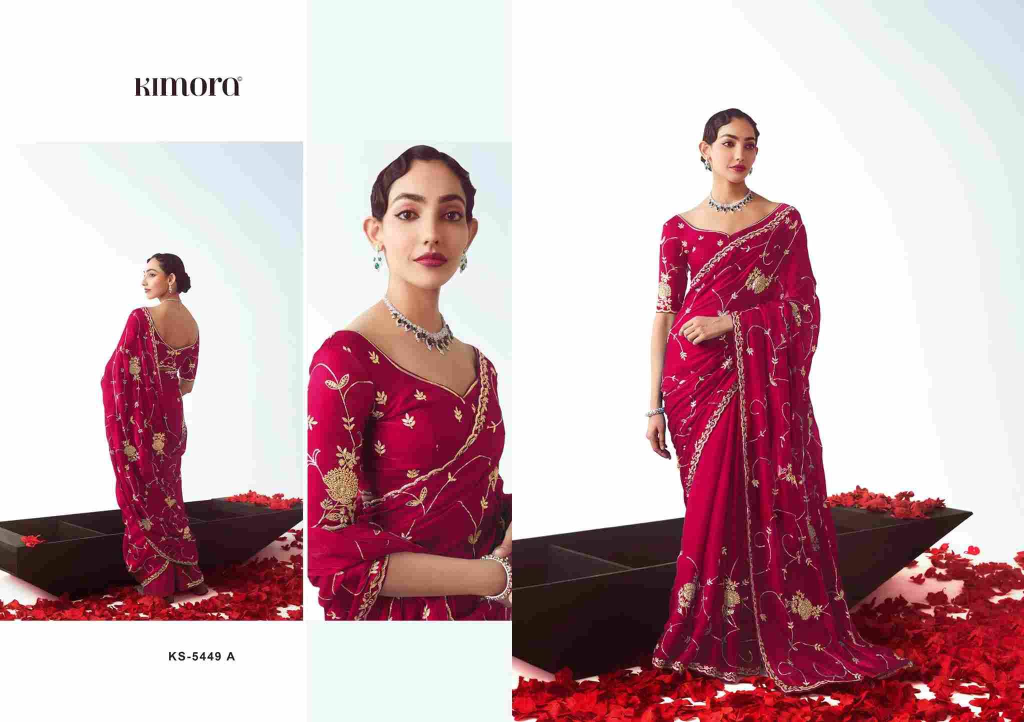 Kajal 5449 Colours By Kimora Fashion 5449 To 5449-E Series Indian Traditional Wear Collection Beautiful Stylish Fancy Colorful Party Wear & Occasional Wear Fancy Sarees At Wholesale Price