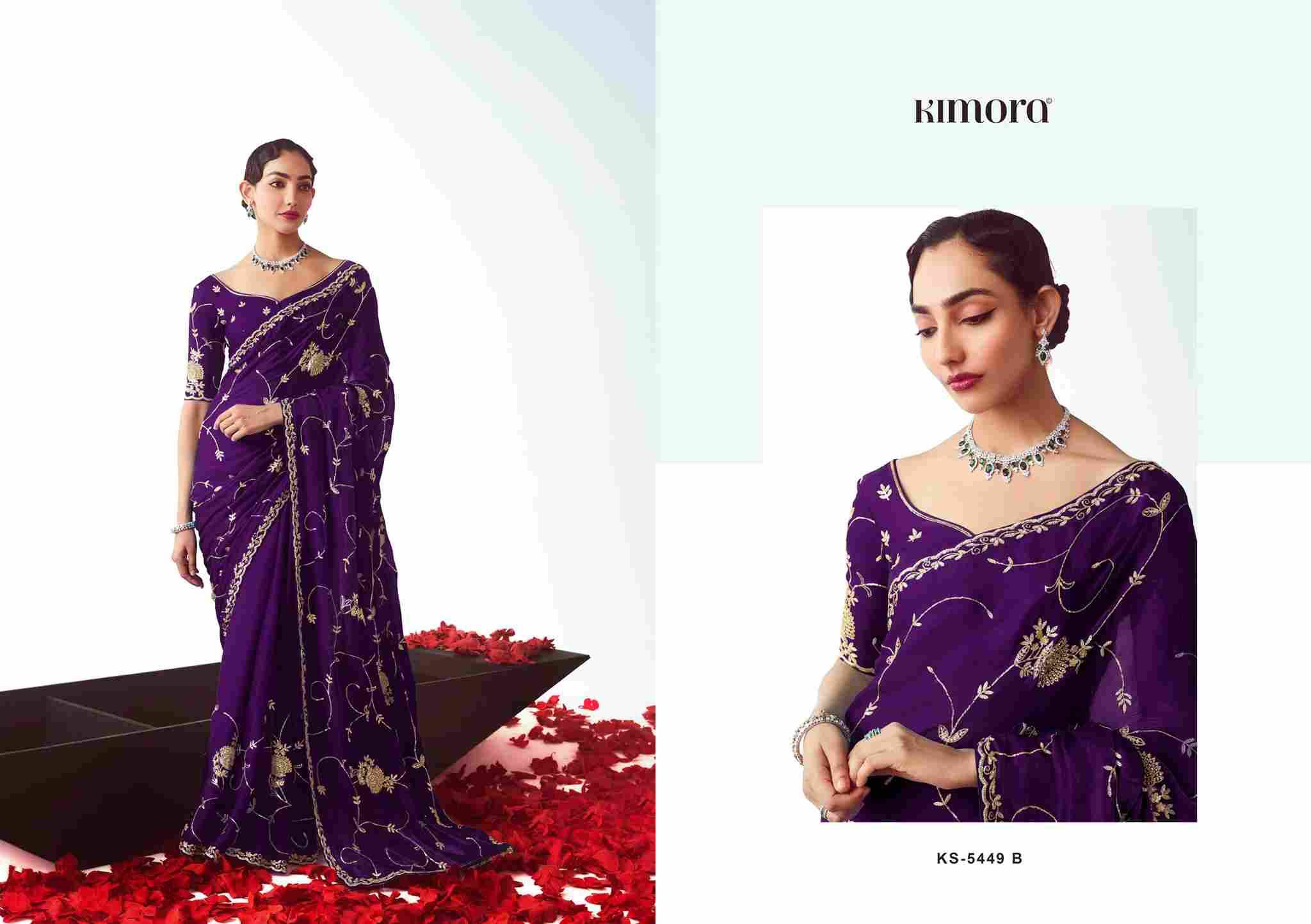 Kajal 5449 Colours By Kimora Fashion 5449 To 5449-E Series Indian Traditional Wear Collection Beautiful Stylish Fancy Colorful Party Wear & Occasional Wear Fancy Sarees At Wholesale Price