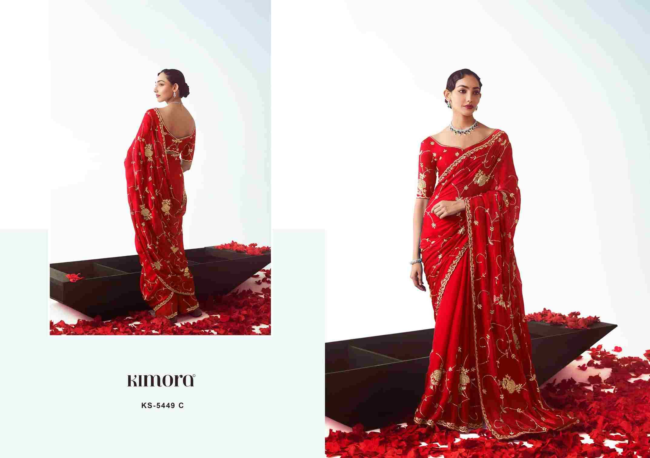 Kajal 5449 Colours By Kimora Fashion 5449 To 5449-E Series Indian Traditional Wear Collection Beautiful Stylish Fancy Colorful Party Wear & Occasional Wear Fancy Sarees At Wholesale Price
