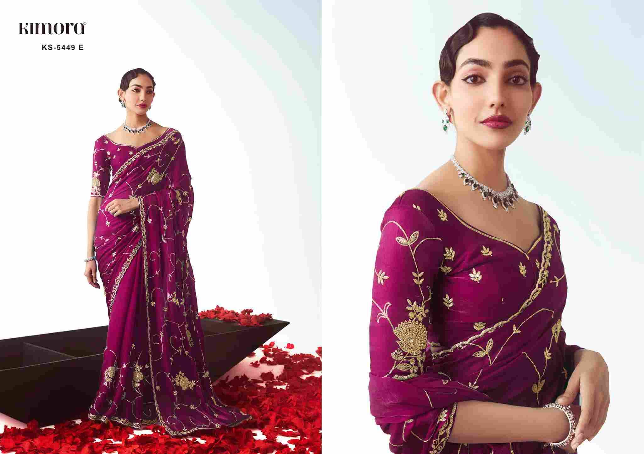 Kajal 5449 Colours By Kimora Fashion 5449 To 5449-E Series Indian Traditional Wear Collection Beautiful Stylish Fancy Colorful Party Wear & Occasional Wear Fancy Sarees At Wholesale Price