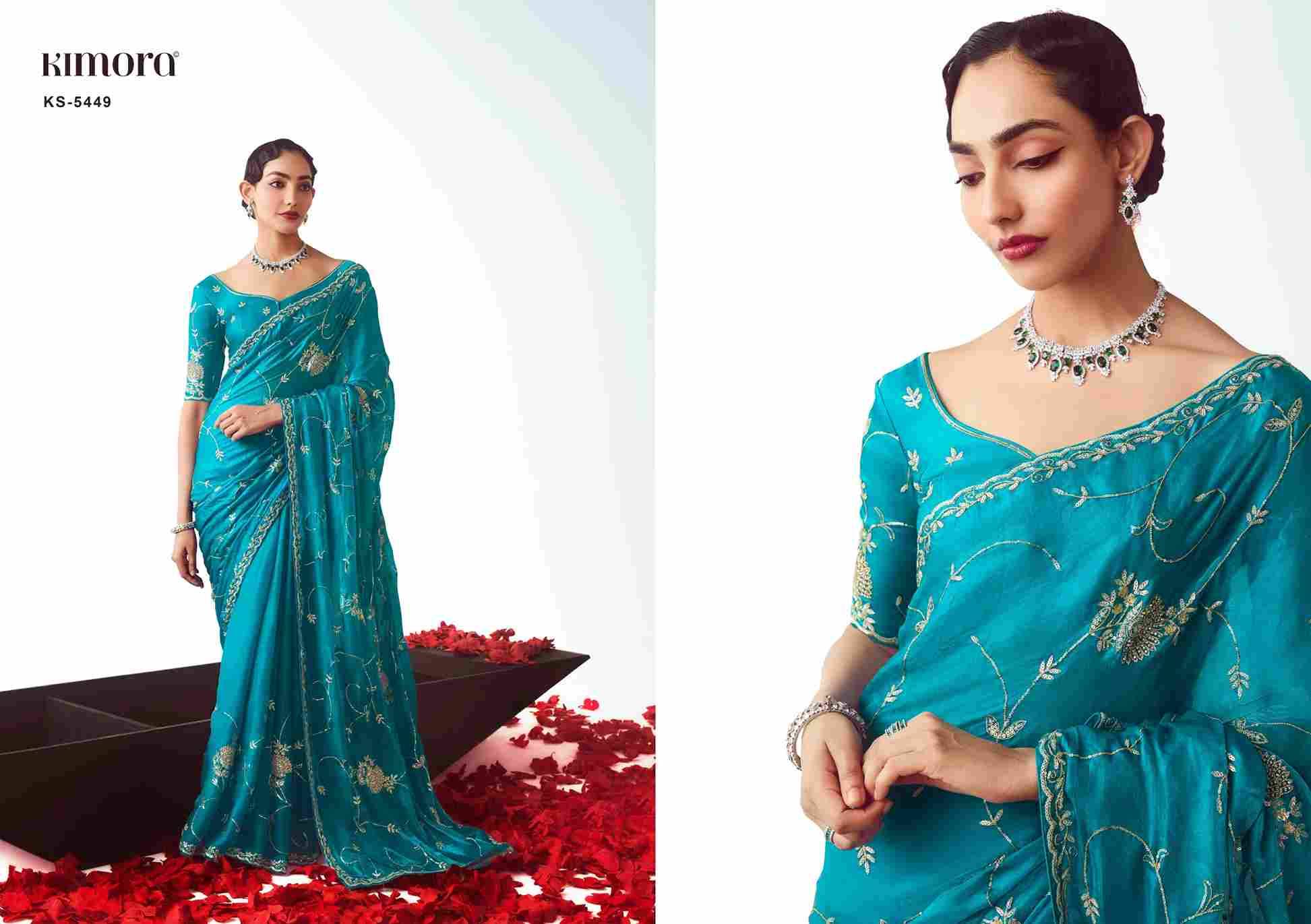 Kajal 5449 Colours By Kimora Fashion 5449 To 5449-E Series Indian Traditional Wear Collection Beautiful Stylish Fancy Colorful Party Wear & Occasional Wear Fancy Sarees At Wholesale Price