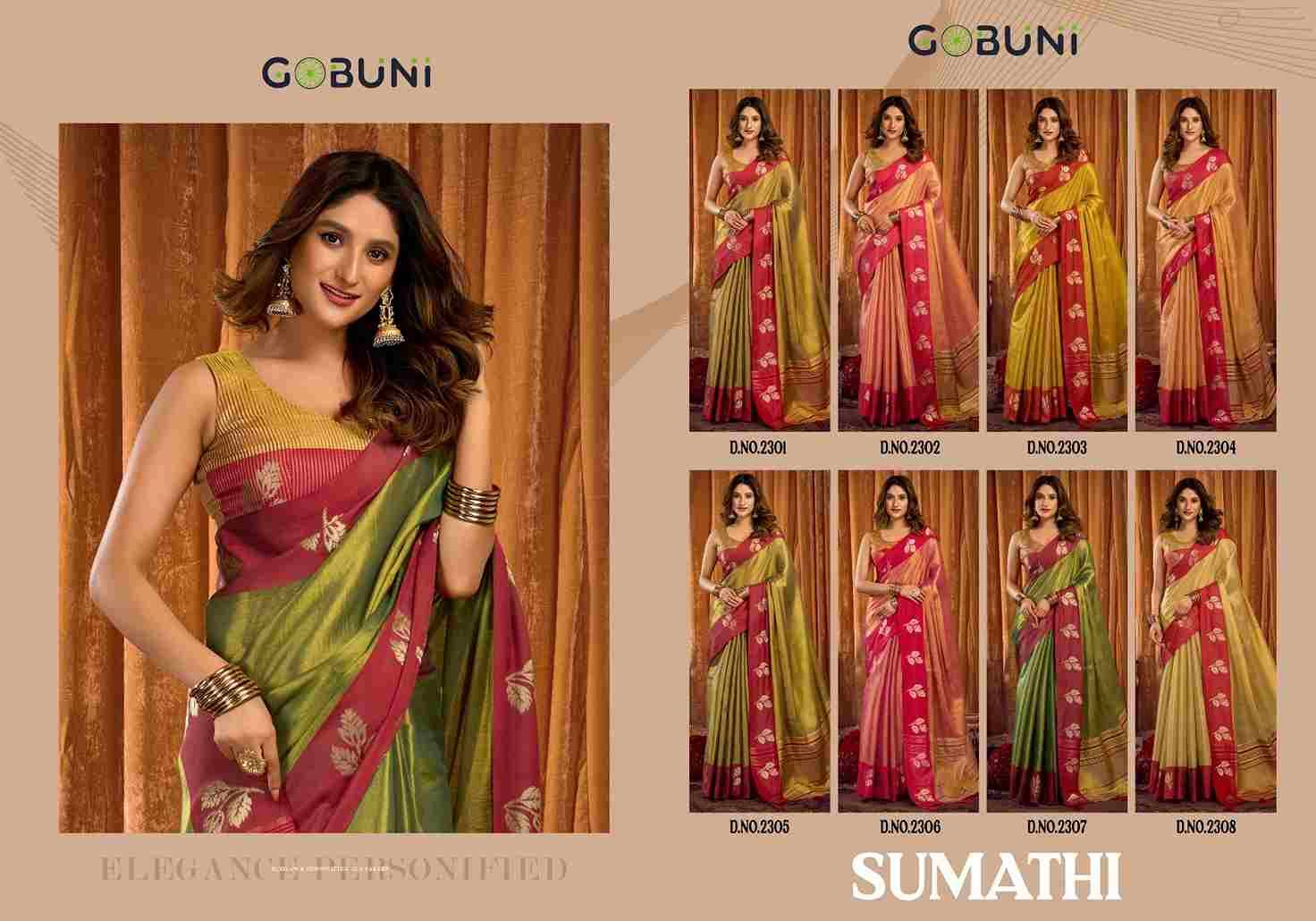 Sumathi By Gobuni 2301 To 2308 Series Indian Traditional Wear Collection Beautiful Stylish Fancy Colorful Party Wear & Occasional Wear Soft Tissue Sarees At Wholesale Price
