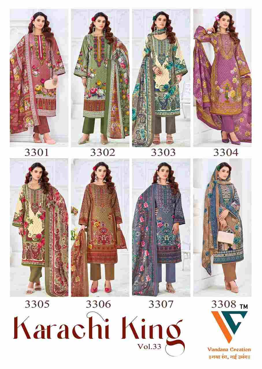 Karachi King Vol-33 By Vandana Creation 3301 To 3308 Series Beautiful Festive Suits Stylish Fancy Colorful Casual Wear & Ethnic Wear Cotton Print Dresses At Wholesale Price