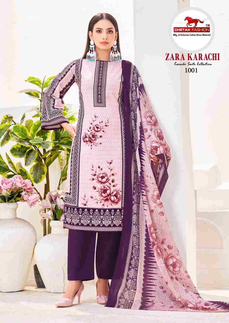 Zara Karachi Vol-1 By Chetak Fashion 1001 To 1008 Series Beautiful Festive Suits Colorful Stylish Fancy Casual Wear & Ethnic Wear Cotton Print Dresses At Wholesale Price