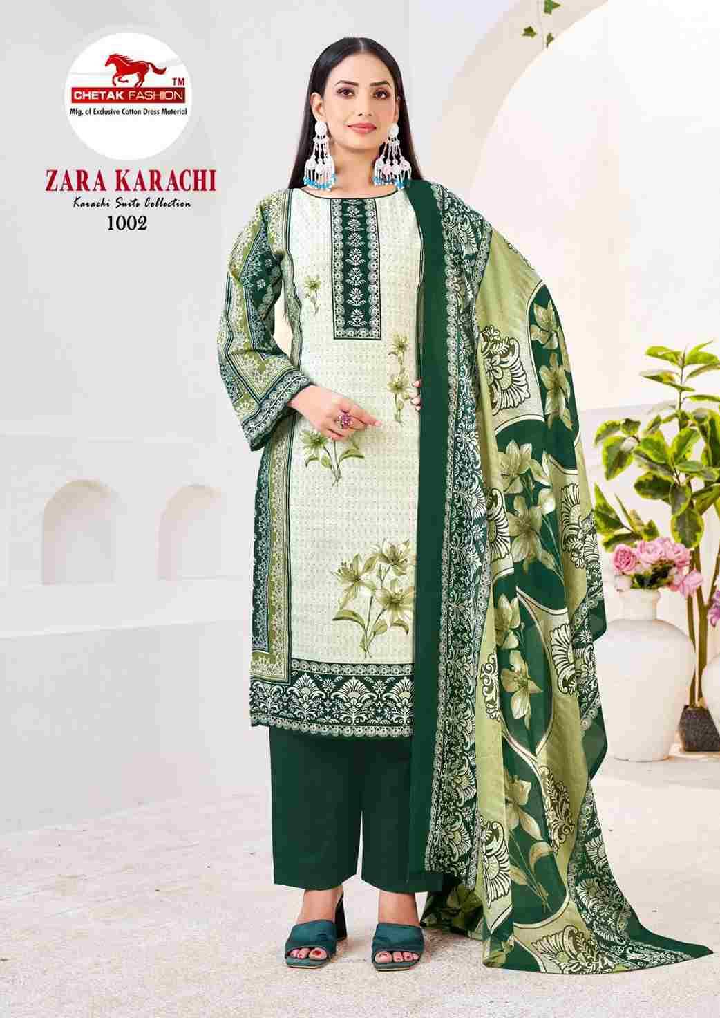 Zara Karachi Vol-1 By Chetak Fashion 1001 To 1008 Series Beautiful Festive Suits Colorful Stylish Fancy Casual Wear & Ethnic Wear Cotton Print Dresses At Wholesale Price