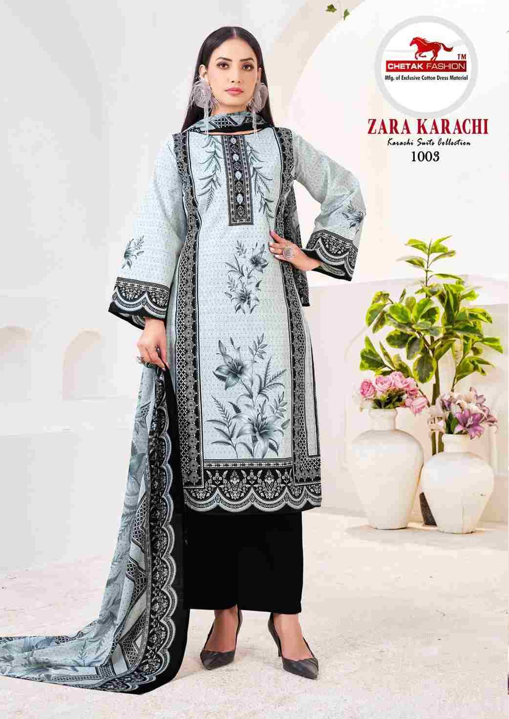 Zara Karachi Vol-1 By Chetak Fashion 1001 To 1008 Series Beautiful Festive Suits Colorful Stylish Fancy Casual Wear & Ethnic Wear Cotton Print Dresses At Wholesale Price