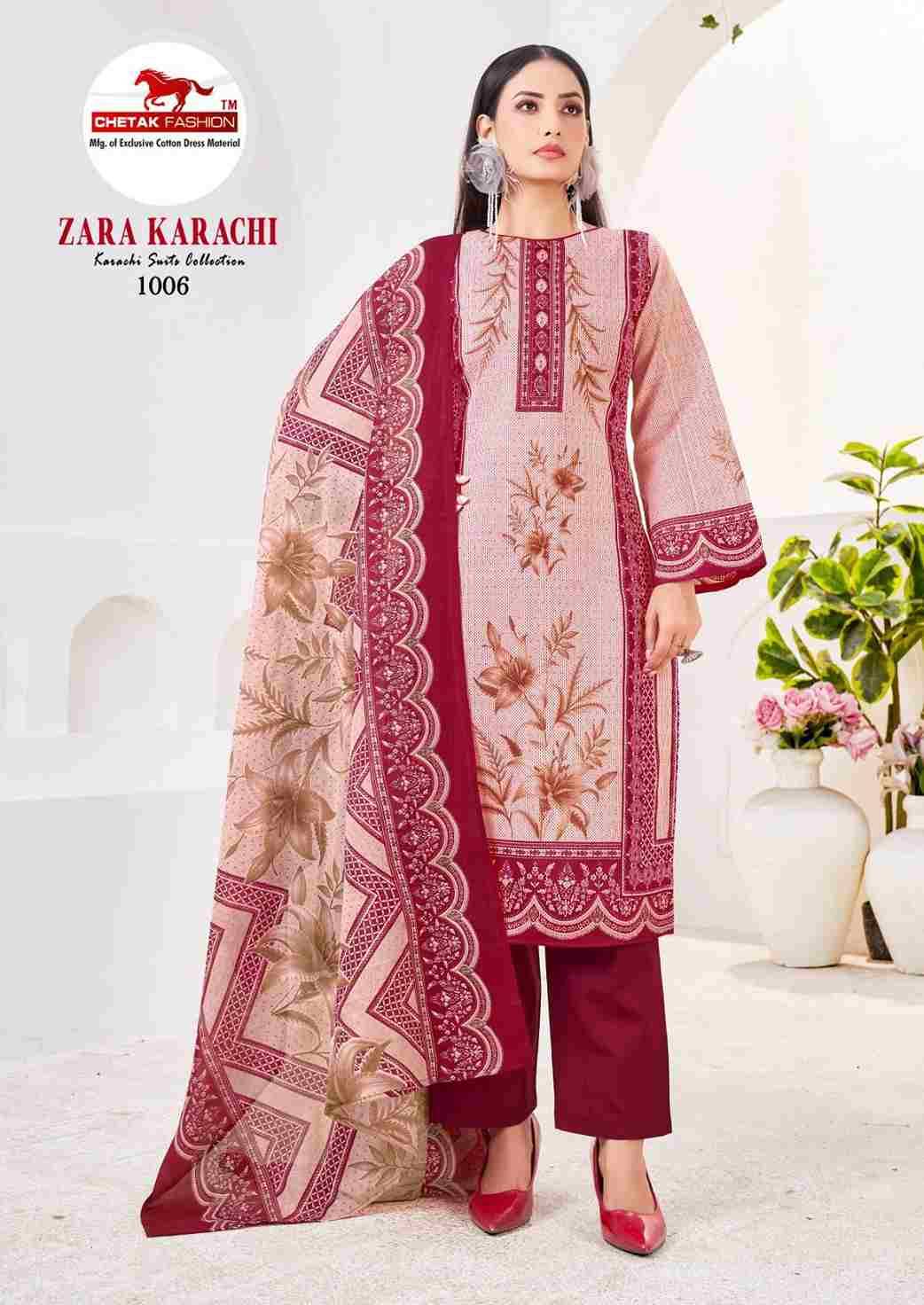 Zara Karachi Vol-1 By Chetak Fashion 1001 To 1008 Series Beautiful Festive Suits Colorful Stylish Fancy Casual Wear & Ethnic Wear Cotton Print Dresses At Wholesale Price