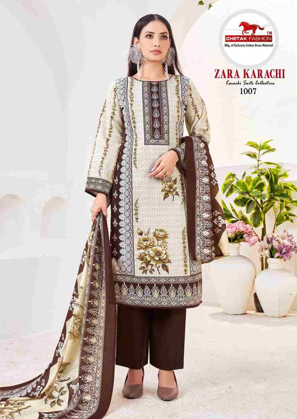 Zara Karachi Vol-1 By Chetak Fashion 1001 To 1008 Series Beautiful Festive Suits Colorful Stylish Fancy Casual Wear & Ethnic Wear Cotton Print Dresses At Wholesale Price