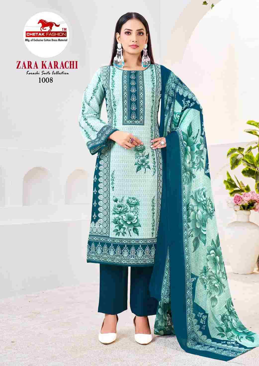 Zara Karachi Vol-1 By Chetak Fashion 1001 To 1008 Series Beautiful Festive Suits Colorful Stylish Fancy Casual Wear & Ethnic Wear Cotton Print Dresses At Wholesale Price