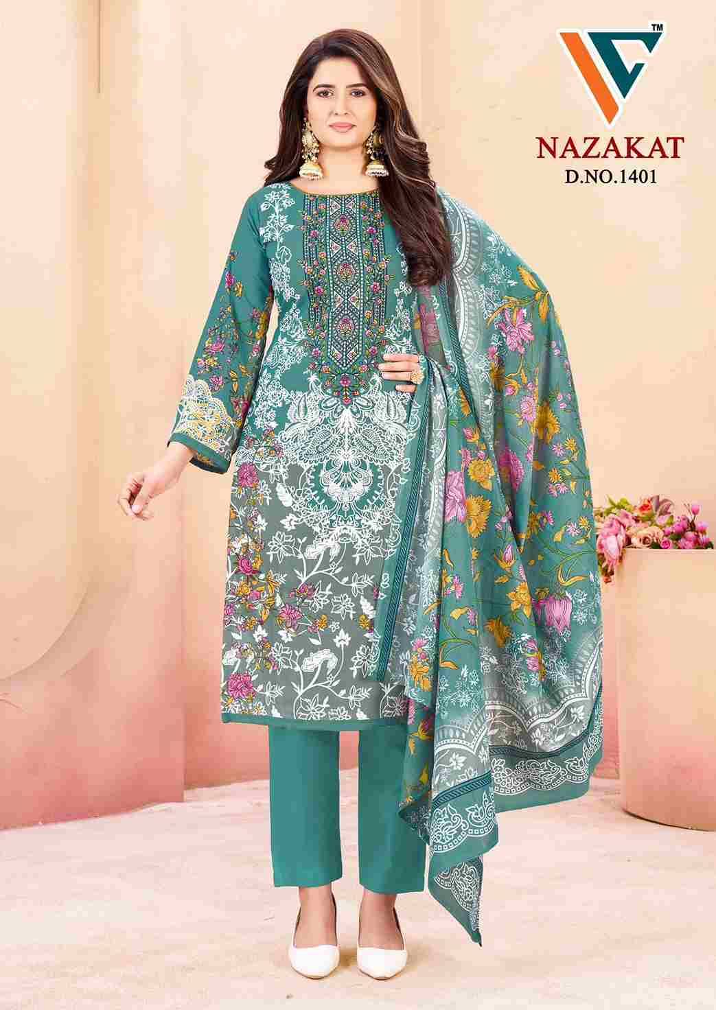 Nazakat Vol-14 By Vandana Creation 1401 To 1408 Series Beautiful Festive Suits Stylish Fancy Colorful Casual Wear & Ethnic Wear Soft Cotton Print Dresses At Wholesale Price