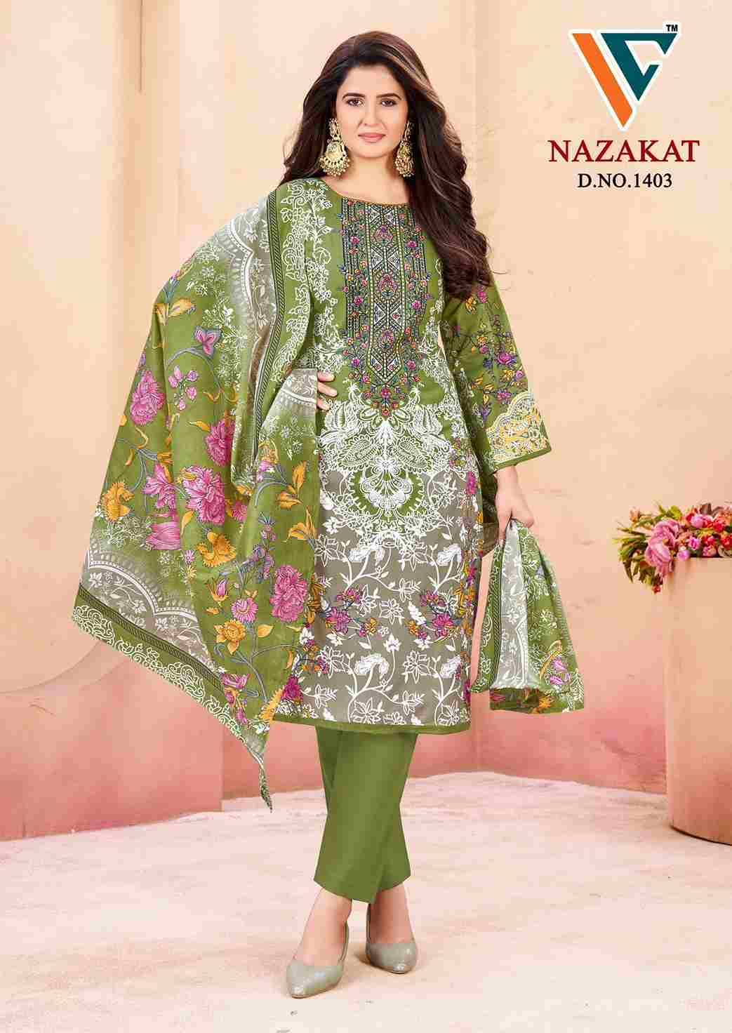 Nazakat Vol-14 By Vandana Creation 1401 To 1408 Series Beautiful Festive Suits Stylish Fancy Colorful Casual Wear & Ethnic Wear Soft Cotton Print Dresses At Wholesale Price