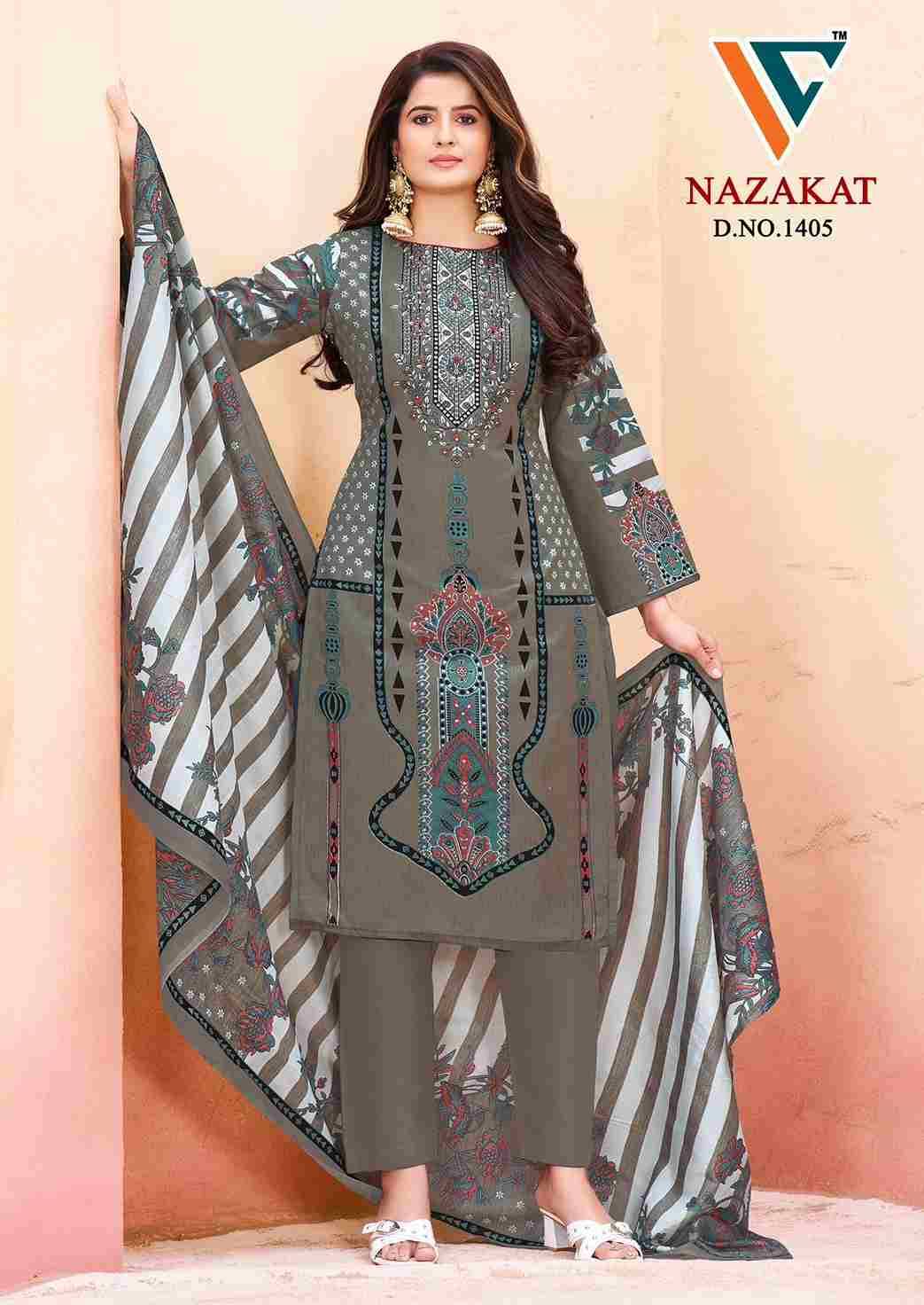 Nazakat Vol-14 By Vandana Creation 1401 To 1408 Series Beautiful Festive Suits Stylish Fancy Colorful Casual Wear & Ethnic Wear Soft Cotton Print Dresses At Wholesale Price