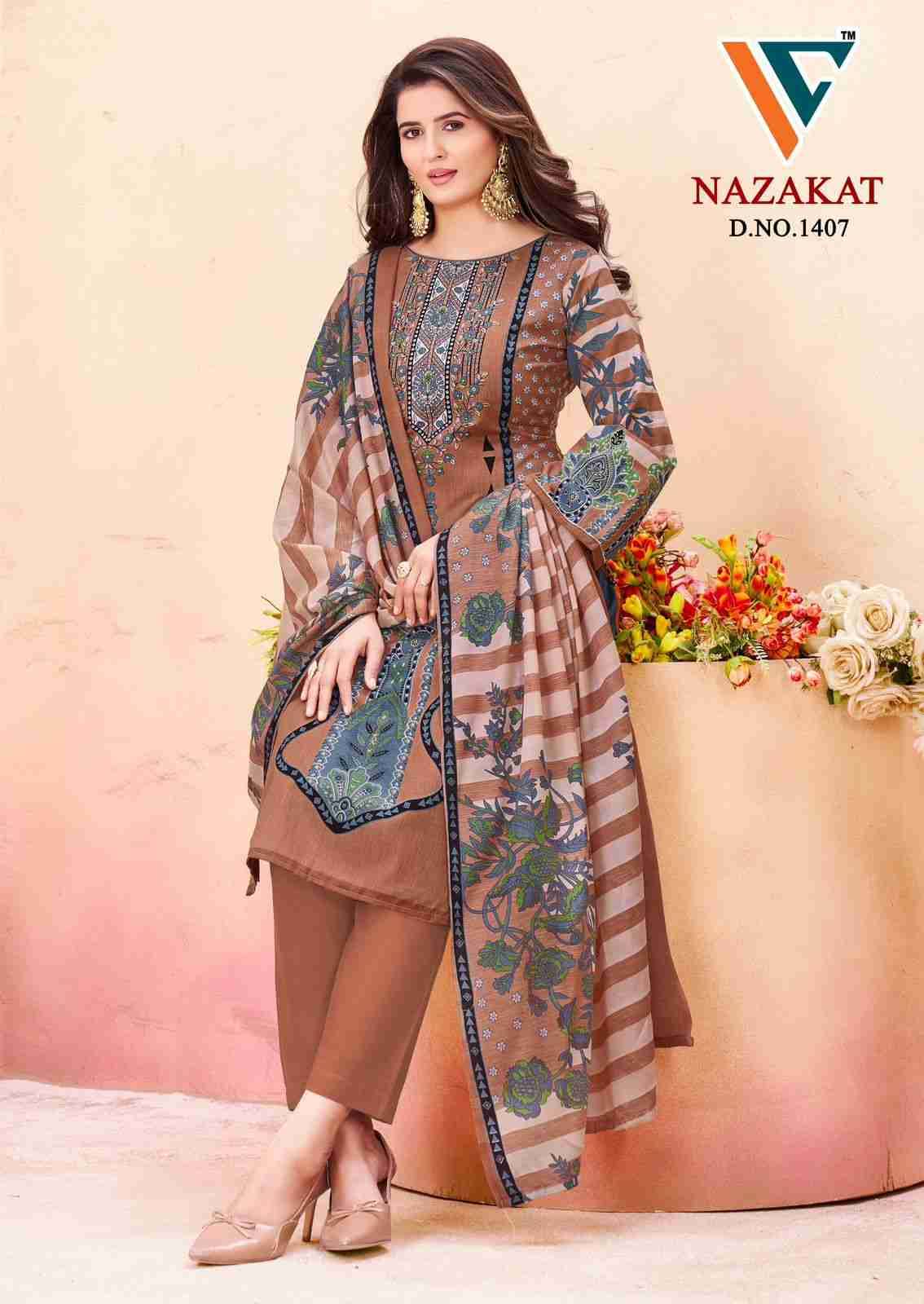 Nazakat Vol-14 By Vandana Creation 1401 To 1408 Series Beautiful Festive Suits Stylish Fancy Colorful Casual Wear & Ethnic Wear Soft Cotton Print Dresses At Wholesale Price