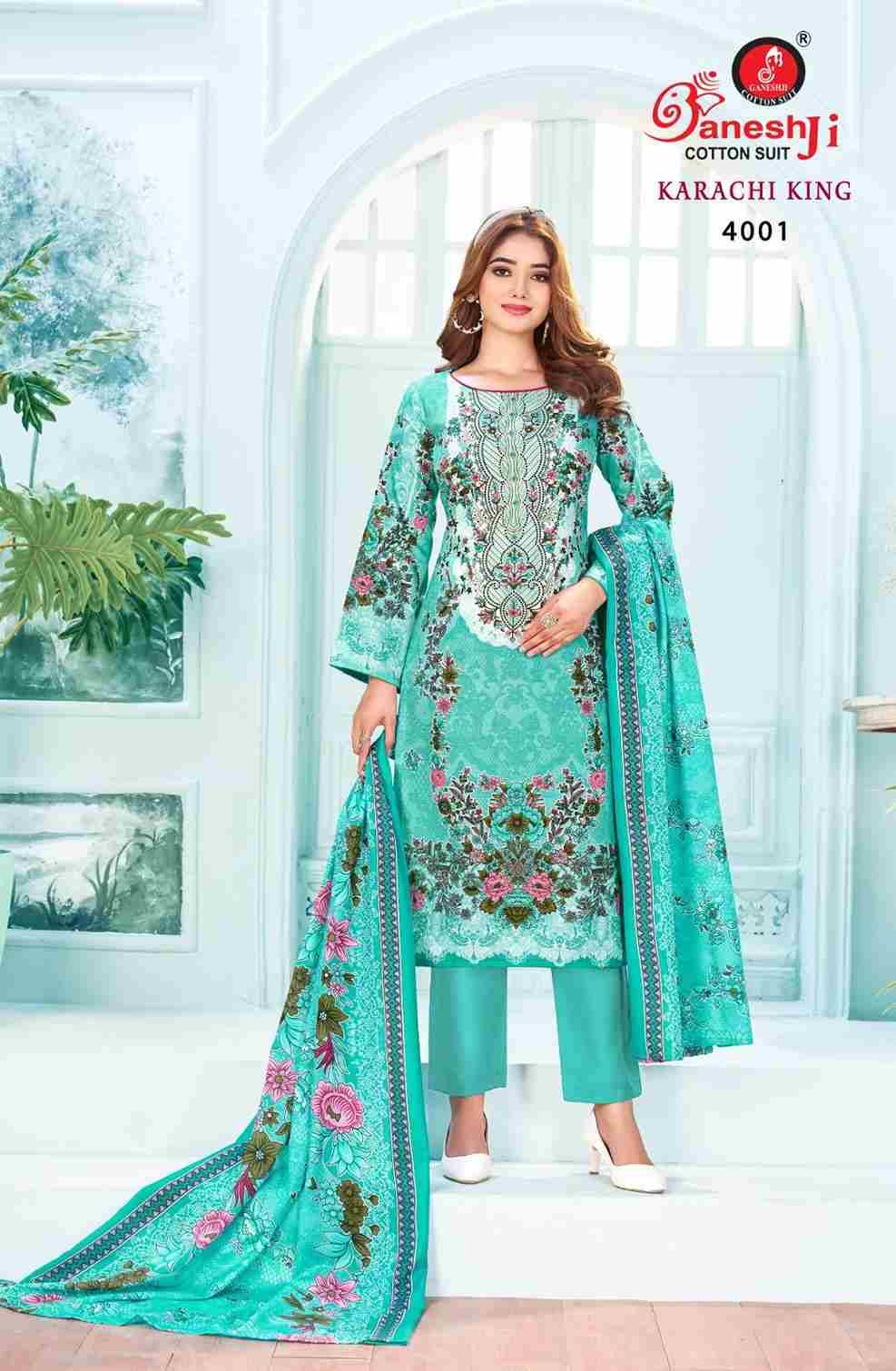 Karachi King Vol-4 By Ganeshji 4001 To 4008 Series Beautiful Festive Suits Stylish Fancy Colorful Party Wear & Occasional Wear Pure Cotton Dresses At Wholesale Price