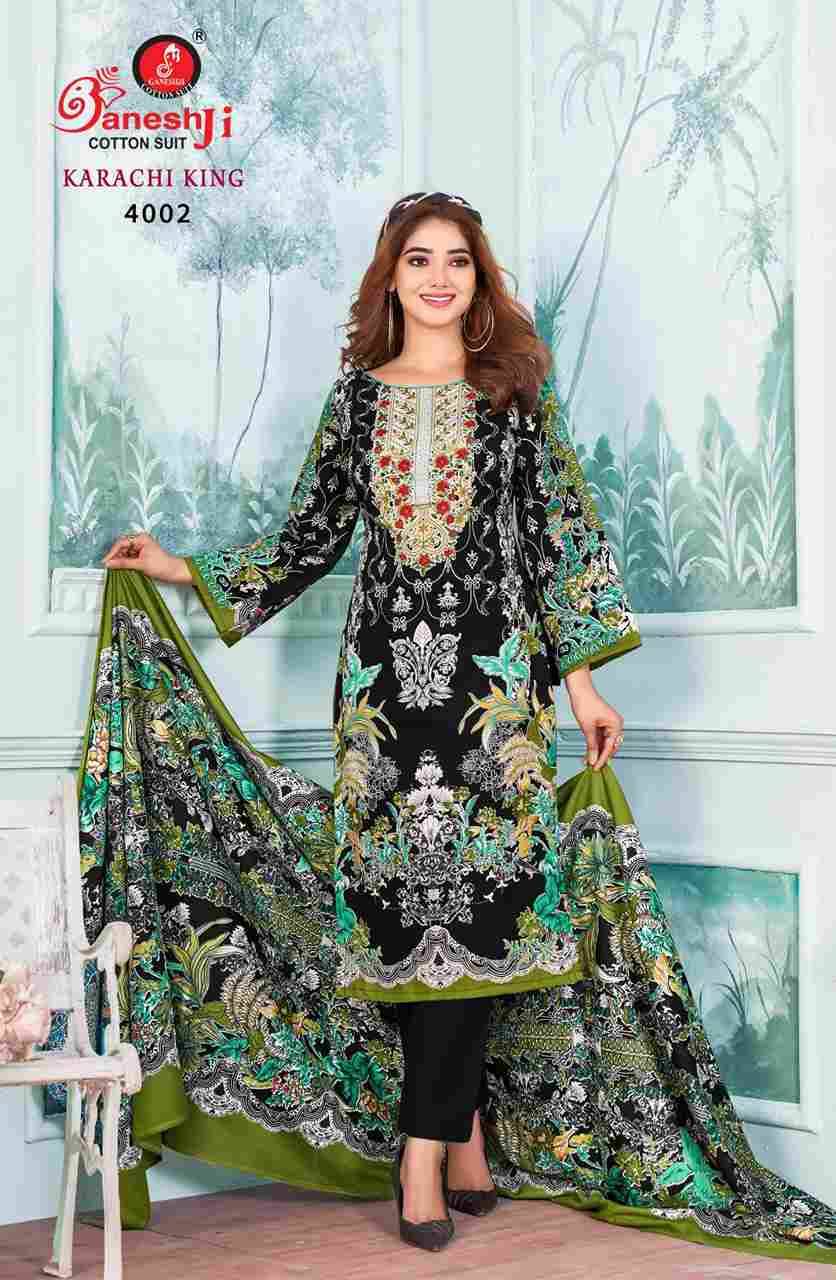 Karachi King Vol-4 By Ganeshji 4001 To 4008 Series Beautiful Festive Suits Stylish Fancy Colorful Party Wear & Occasional Wear Pure Cotton Dresses At Wholesale Price